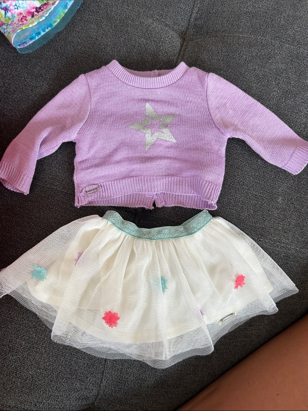 American Girl Lavender Star Knit Sweater with White Tulle Skirt